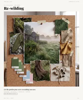 Re-wilding mood board — Tactile Memory, SS28 men's knitwear trend direction