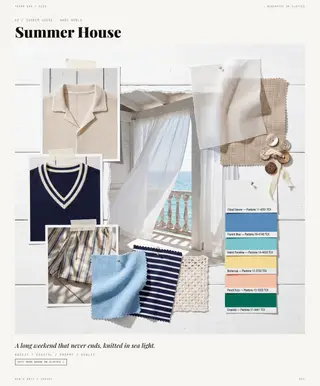 Summer House mood board — Sun-Faded Living, SS28 men's knitwear trend direction