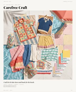 Carefree Craft mood board — Sun-Faded Living, SS28 men's knitwear trend direction