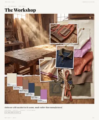 The Workshop mood board — Tactile Memory, SS28 men's knitwear trend direction