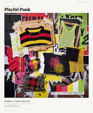 Playful Punk mood board — The New Rebellion, SS28 men's knitwear trend direction