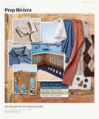 Prep Riviera mood board — Sun-Faded Living, SS28 men's knitwear trend direction