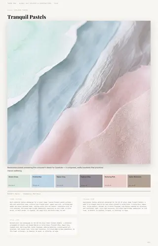 Tranquil Pastels — Colour Themes, Spring/Summer 2028 global key colours and colour combinations colour story