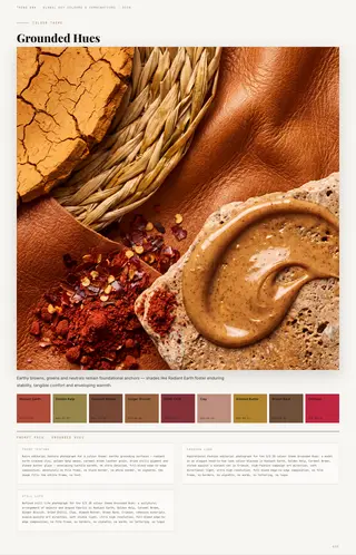 Grounded Hues — Colour Themes, Spring/Summer 2028 global key colours and colour combinations colour story