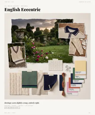 English Eccentric mood board — The New Rebellion, SS28 men's knitwear trend direction