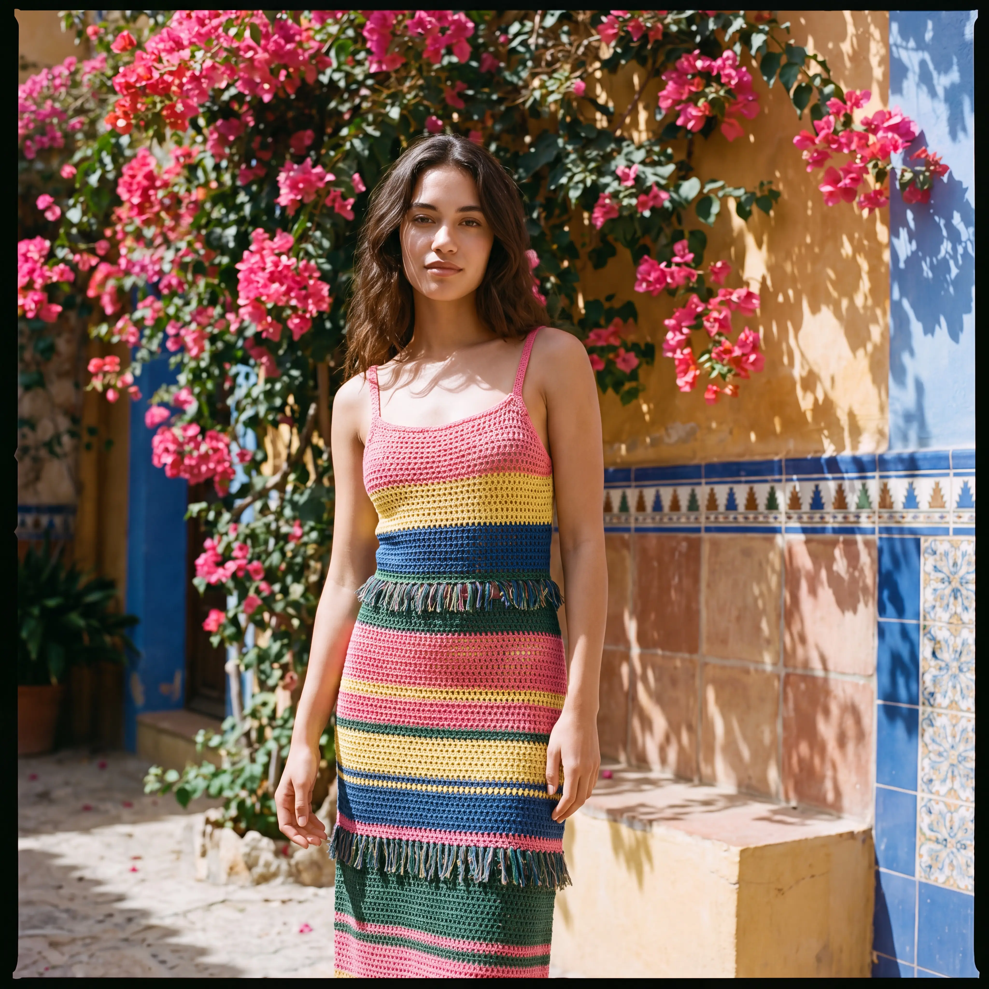Variegated Stripe Crochet Dress