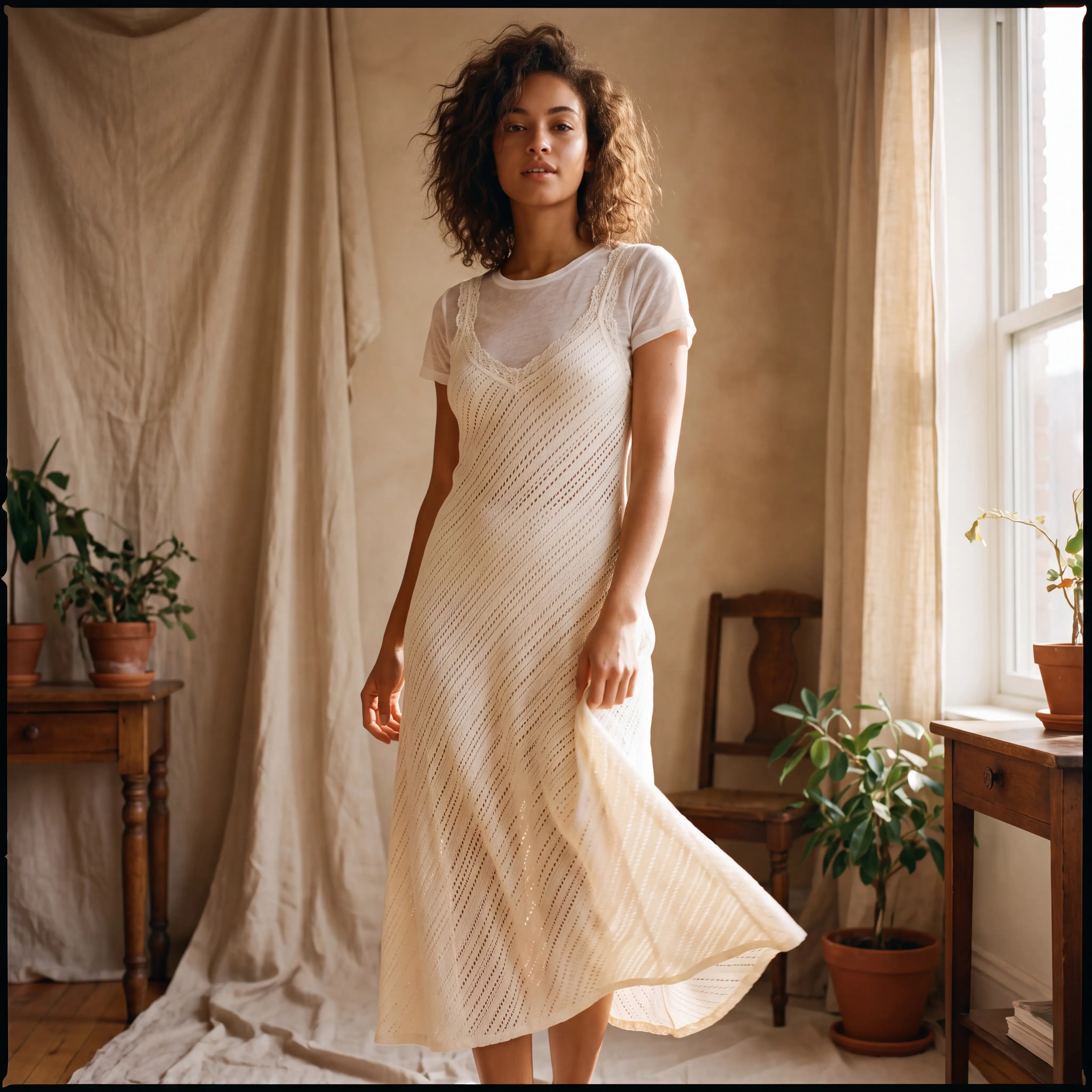 Pointelle Slip Dress