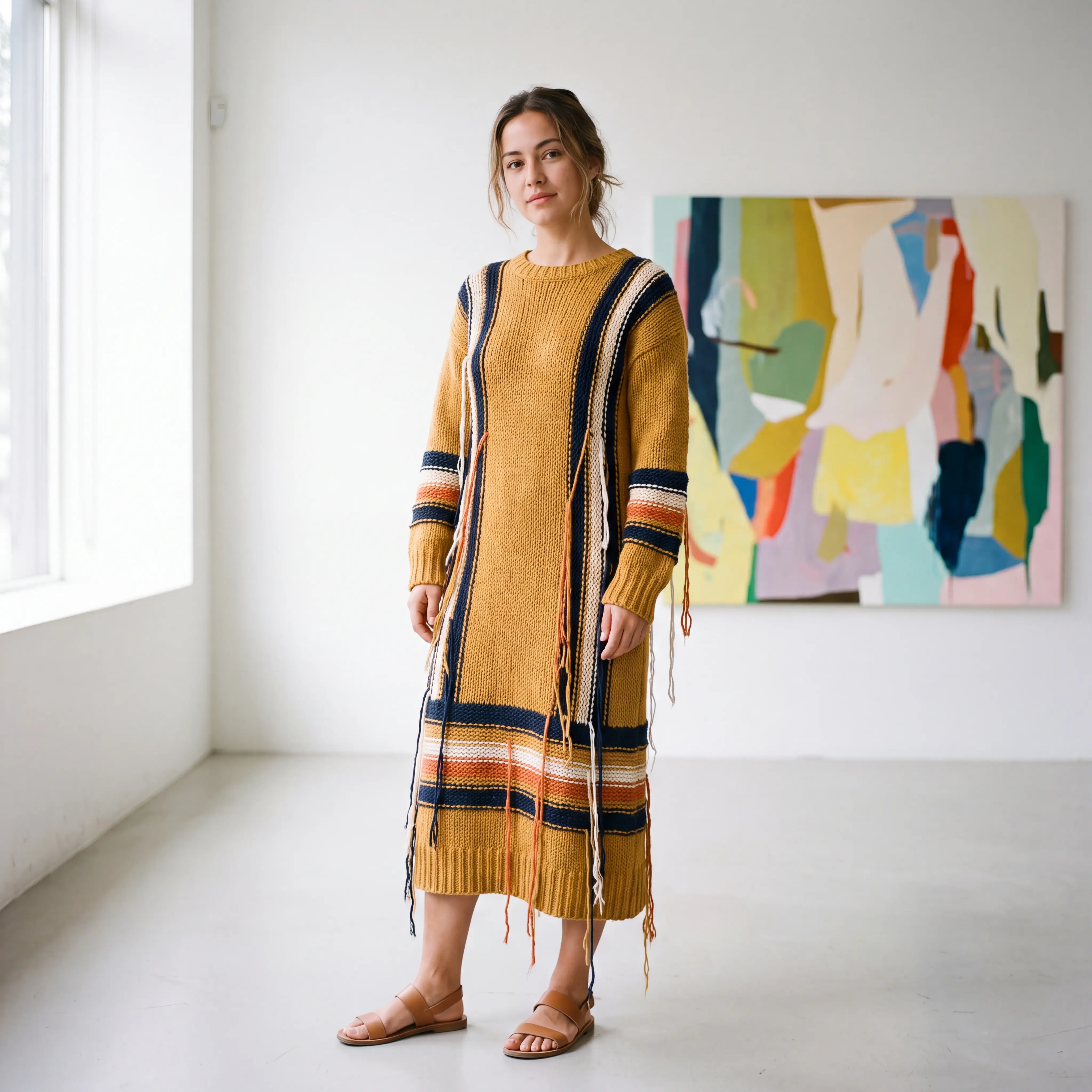 Exposed-Float Stripe Dress