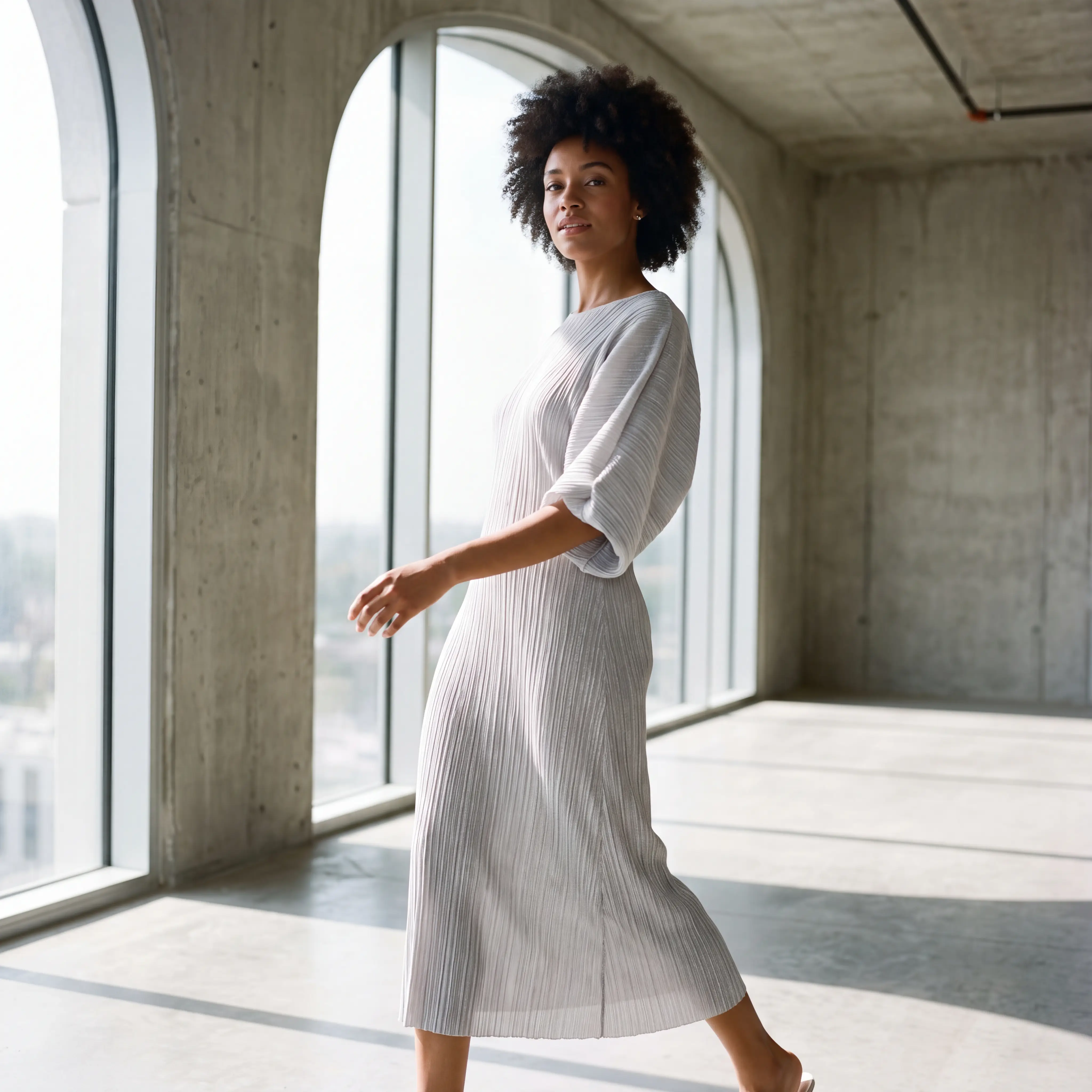 Plissé Knit Dress