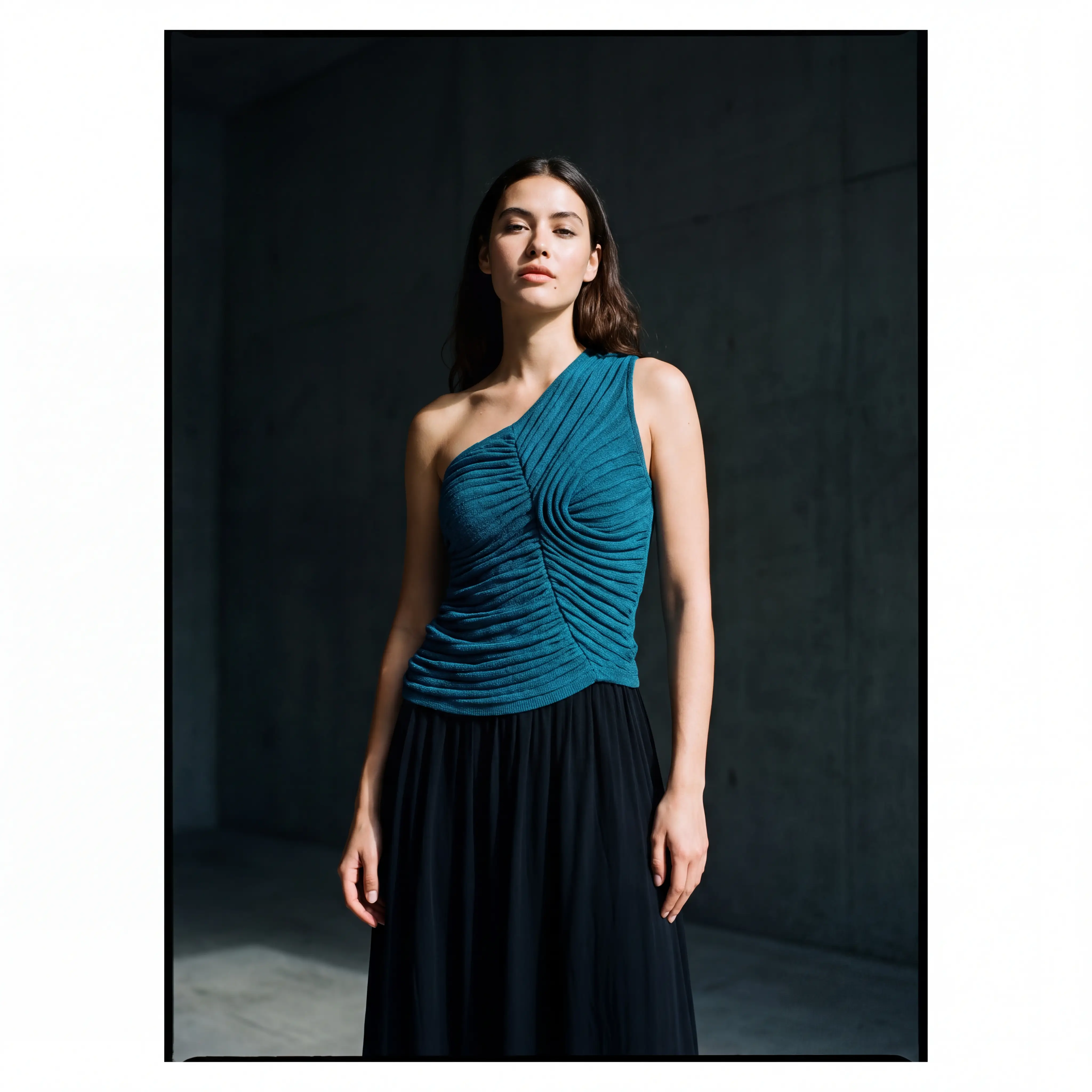 One-Shoulder Ruched Knit