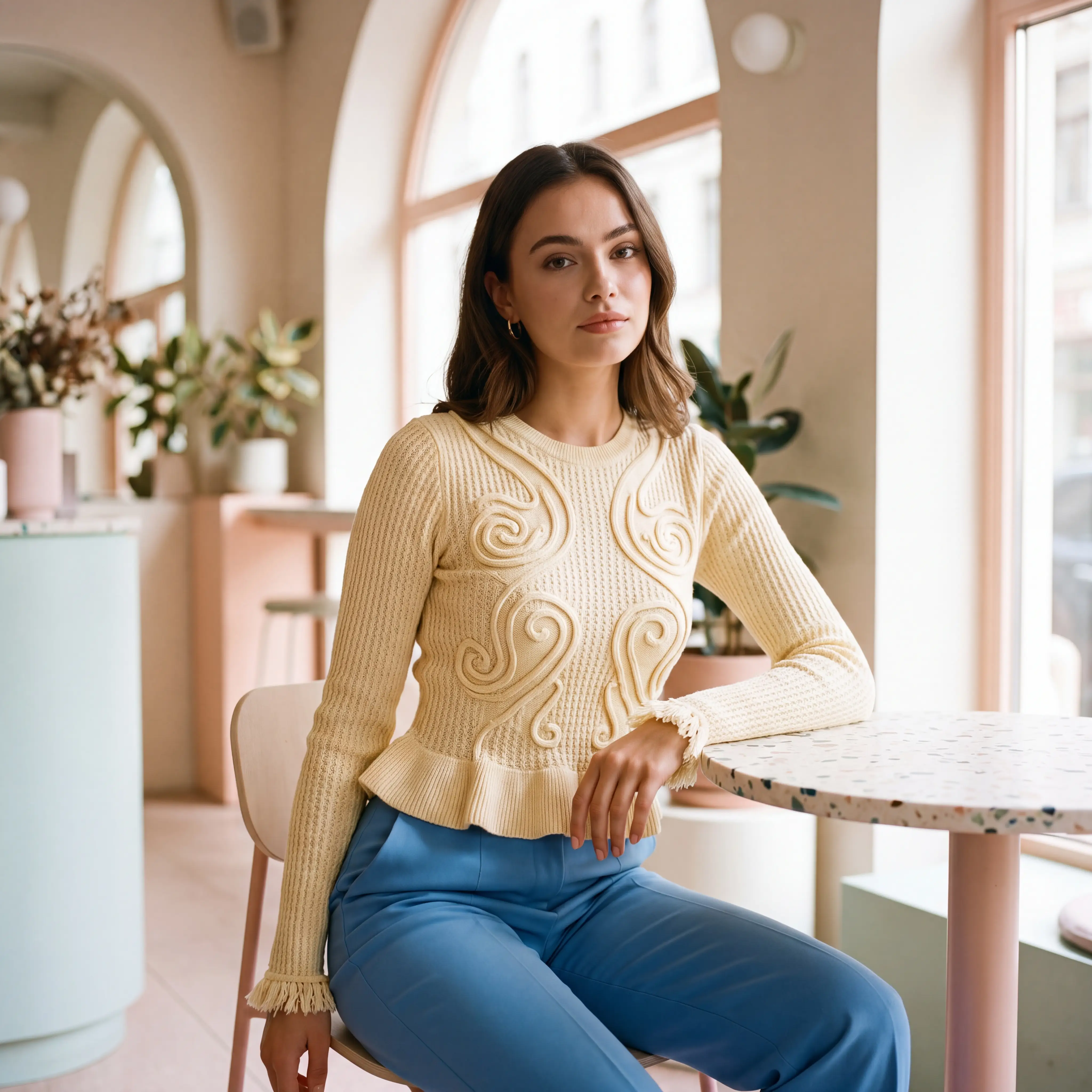 Icing Texture Peplum Top