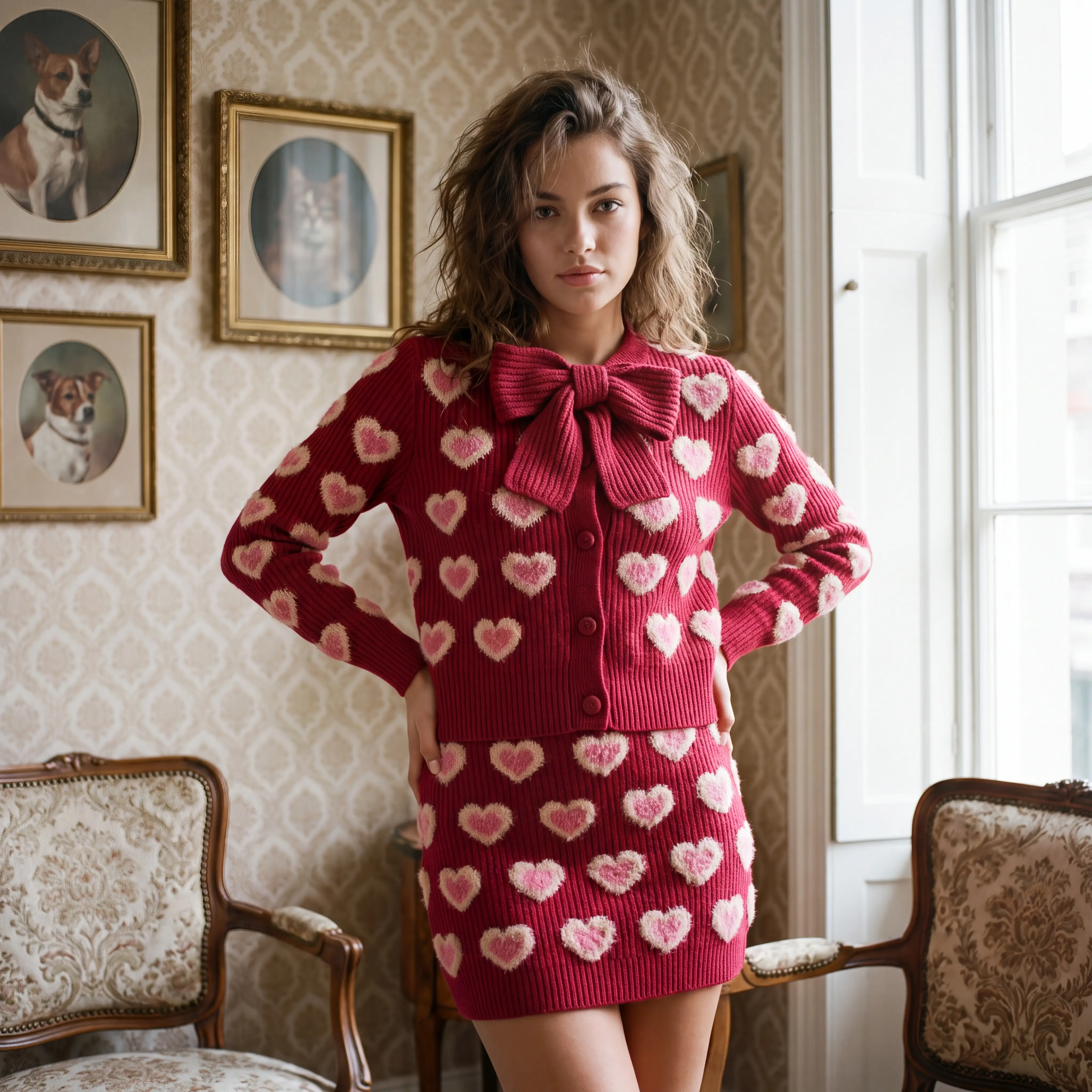 Heart Repeat Knit Set