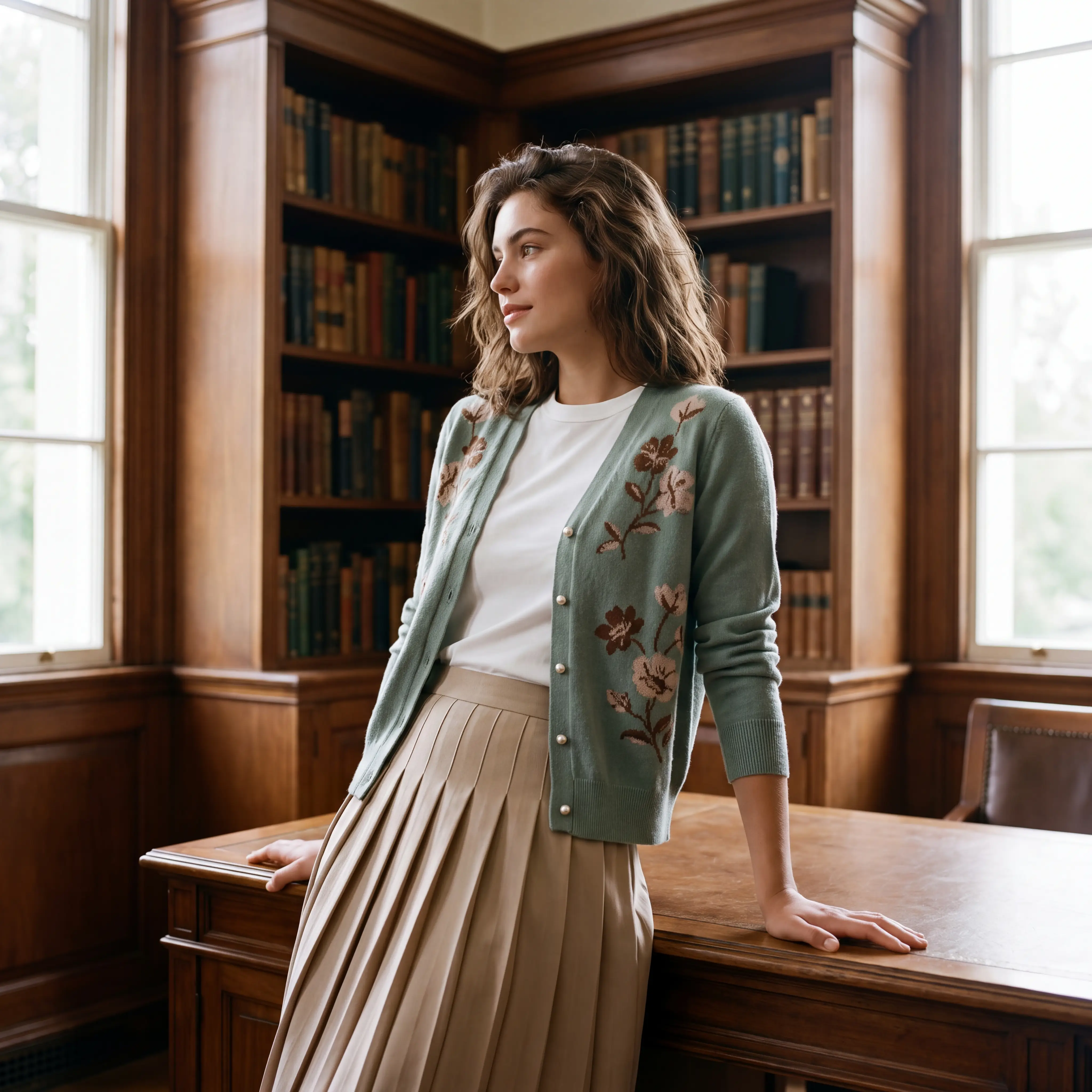 Sprigged Floral Cardigan