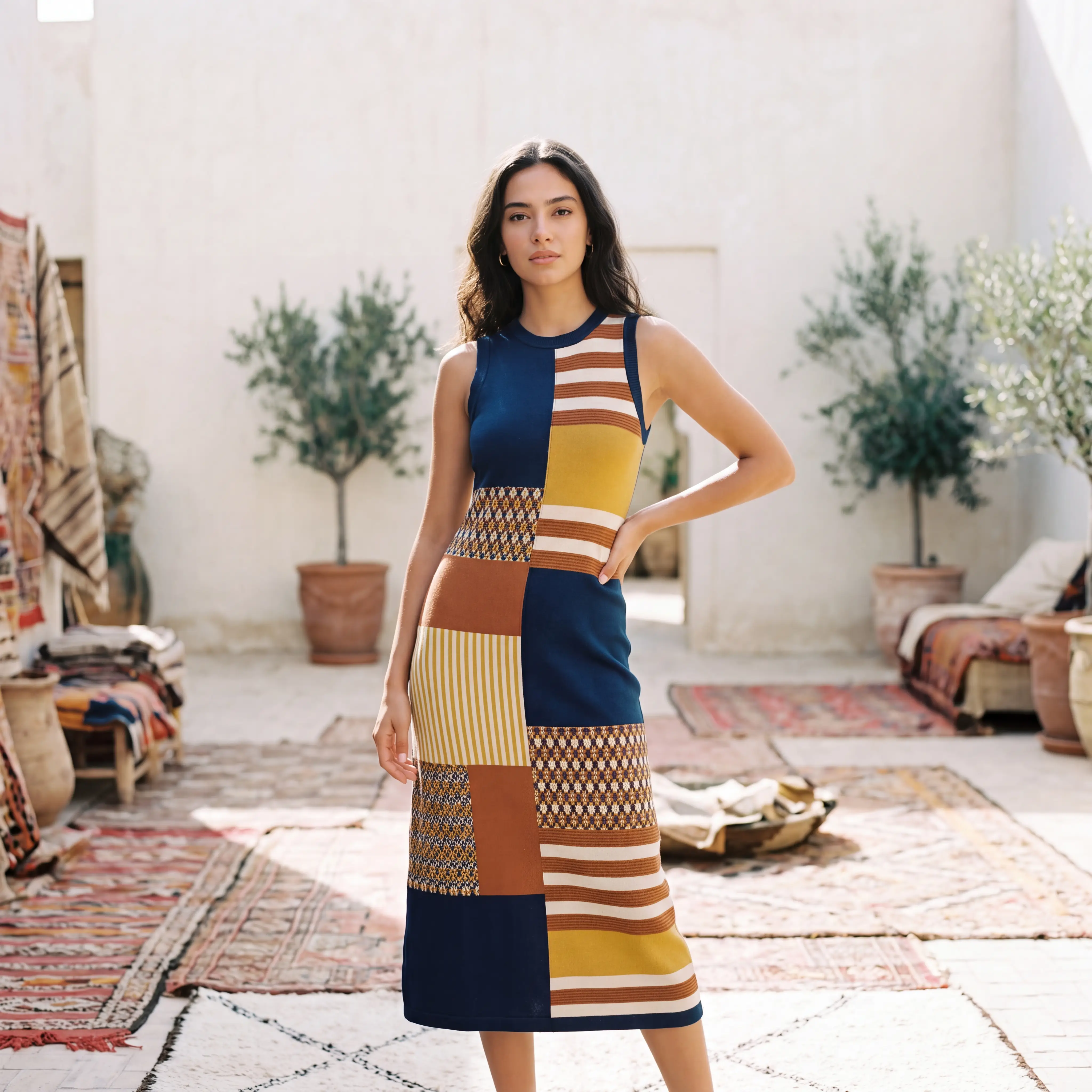 Mismatched Stripe Panel Dress