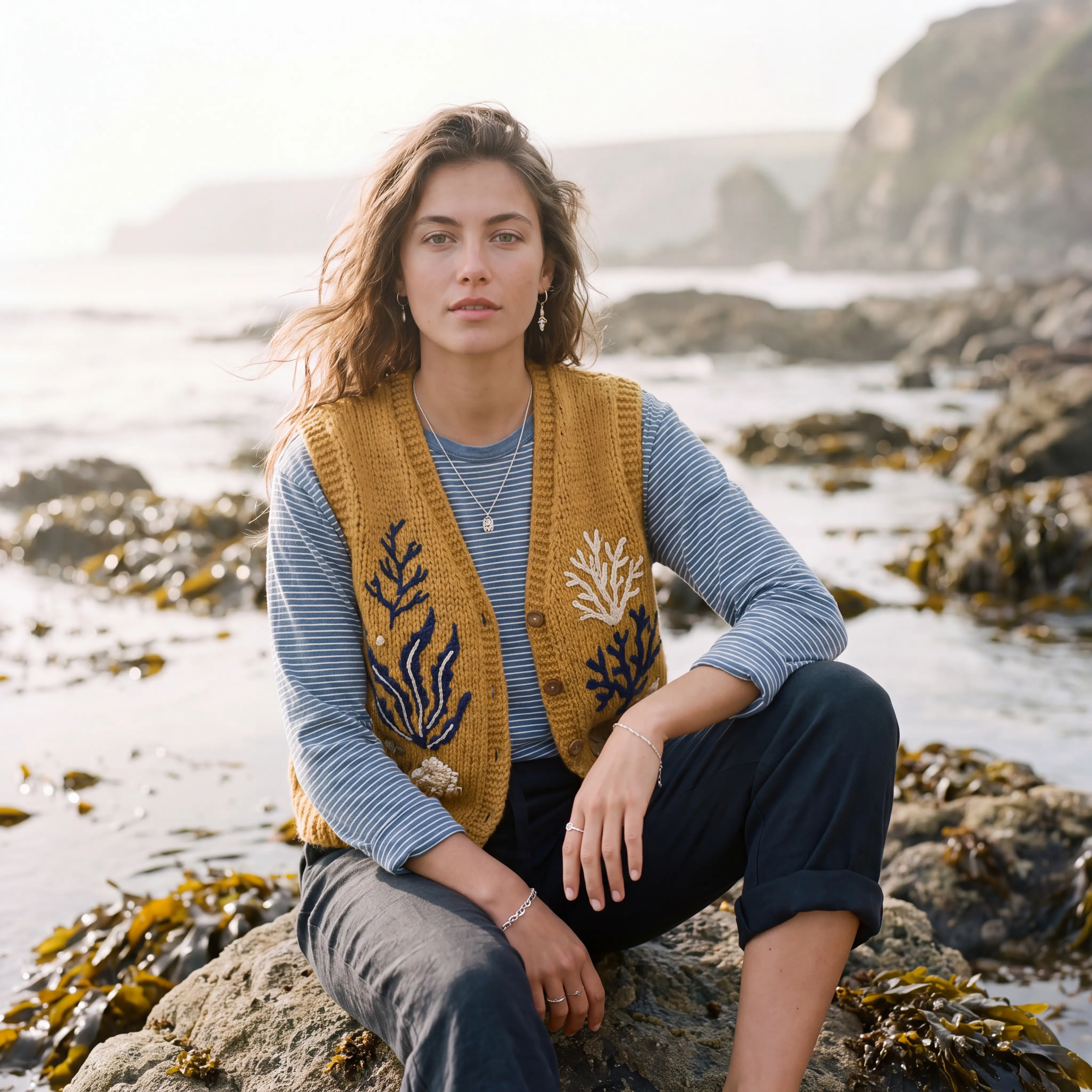 Seaweed Intarsia Vest