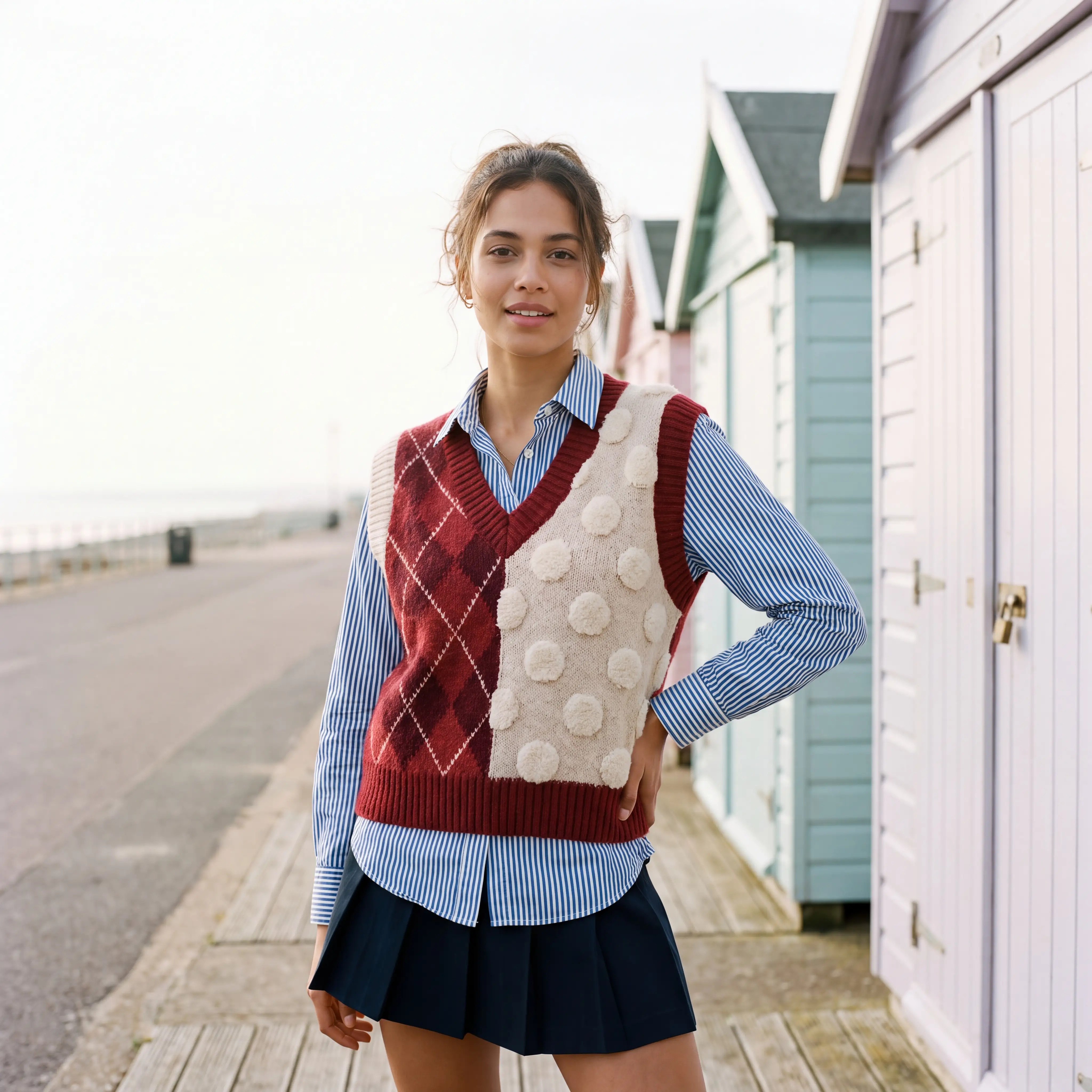 Argyle Polka Spliced Vest