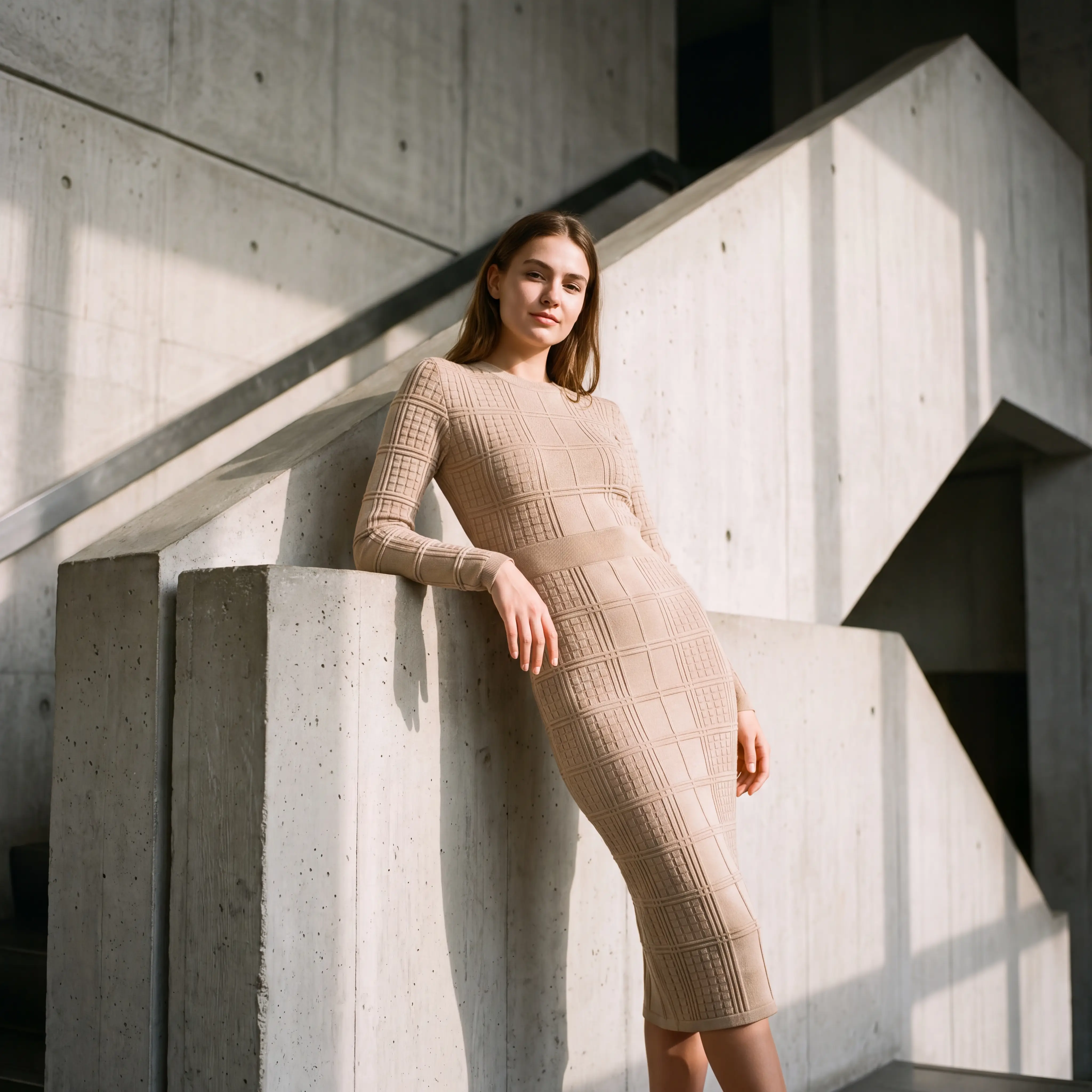 Basketweave Grid Dress
