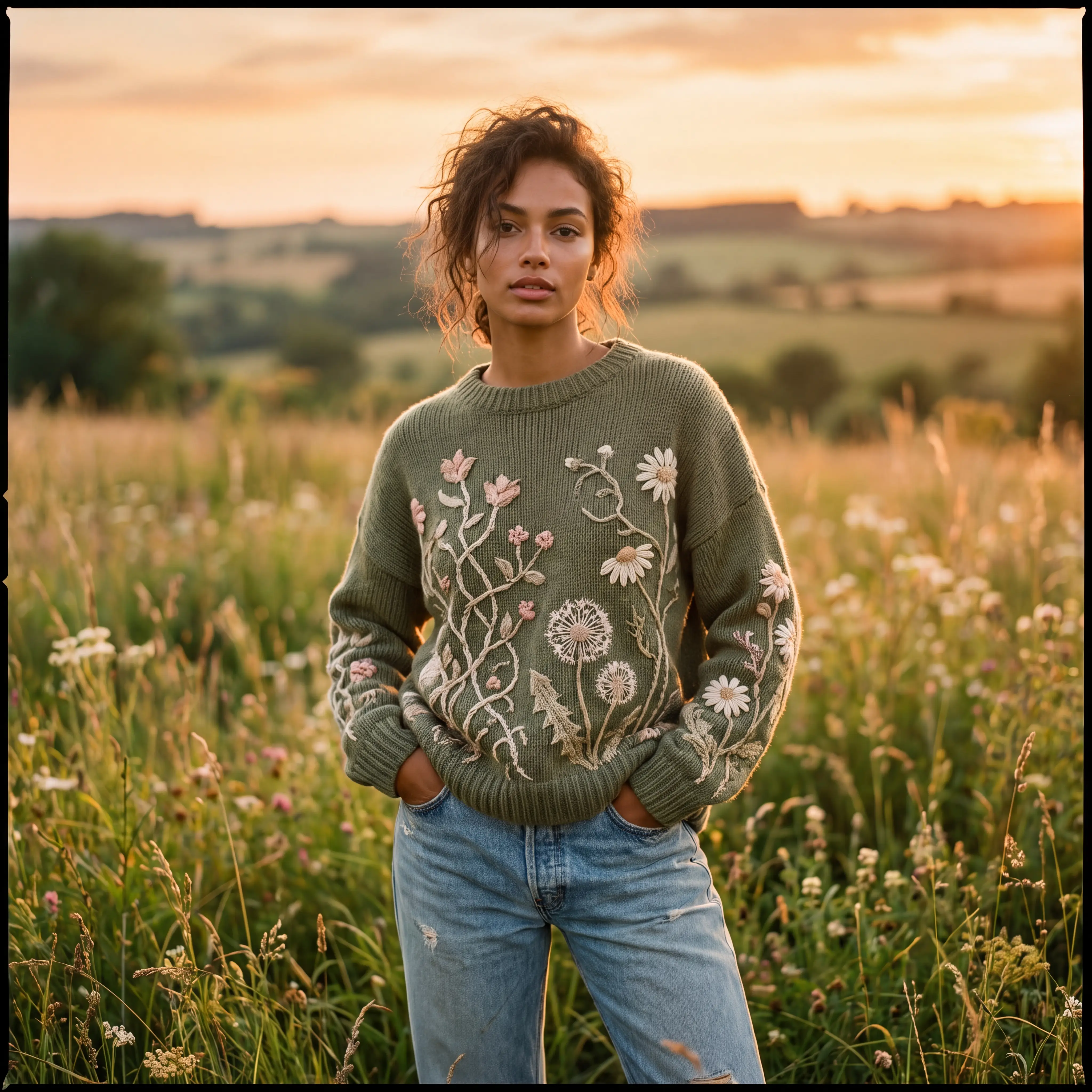 Feral Floral Intarsia Crew