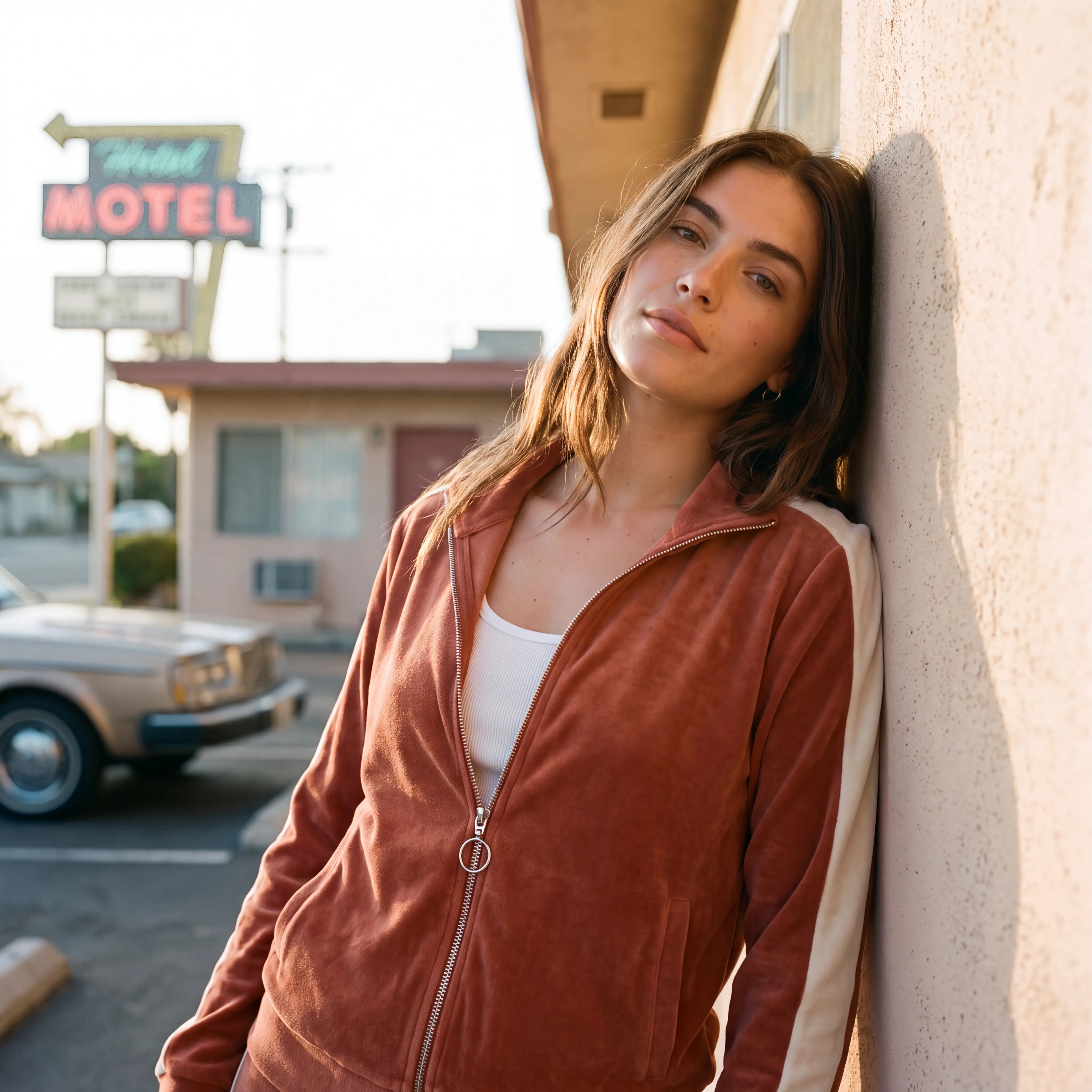 Velour-Effect Track Cardigan