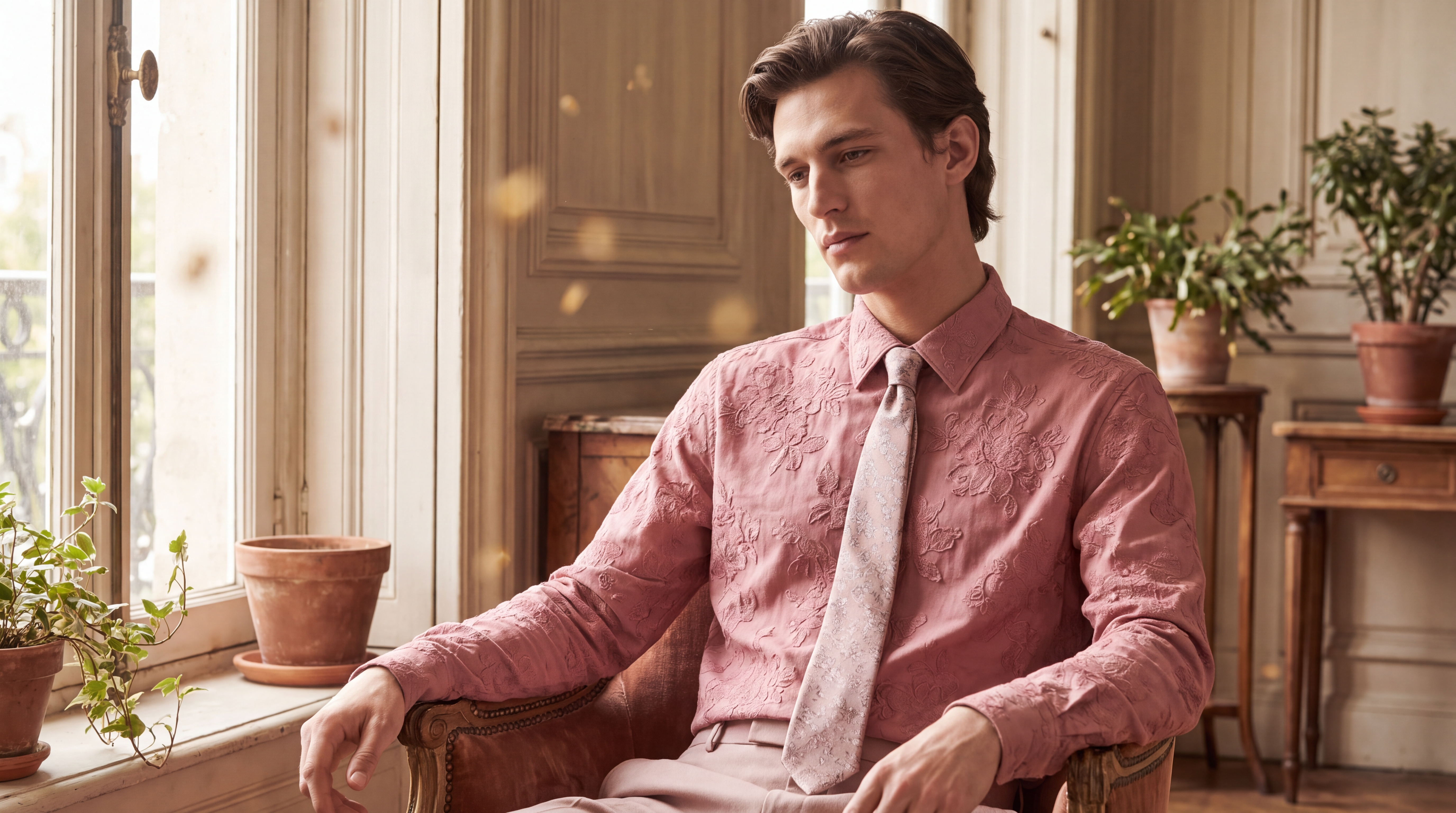 EMBROIDERED BLUSH SHIRT