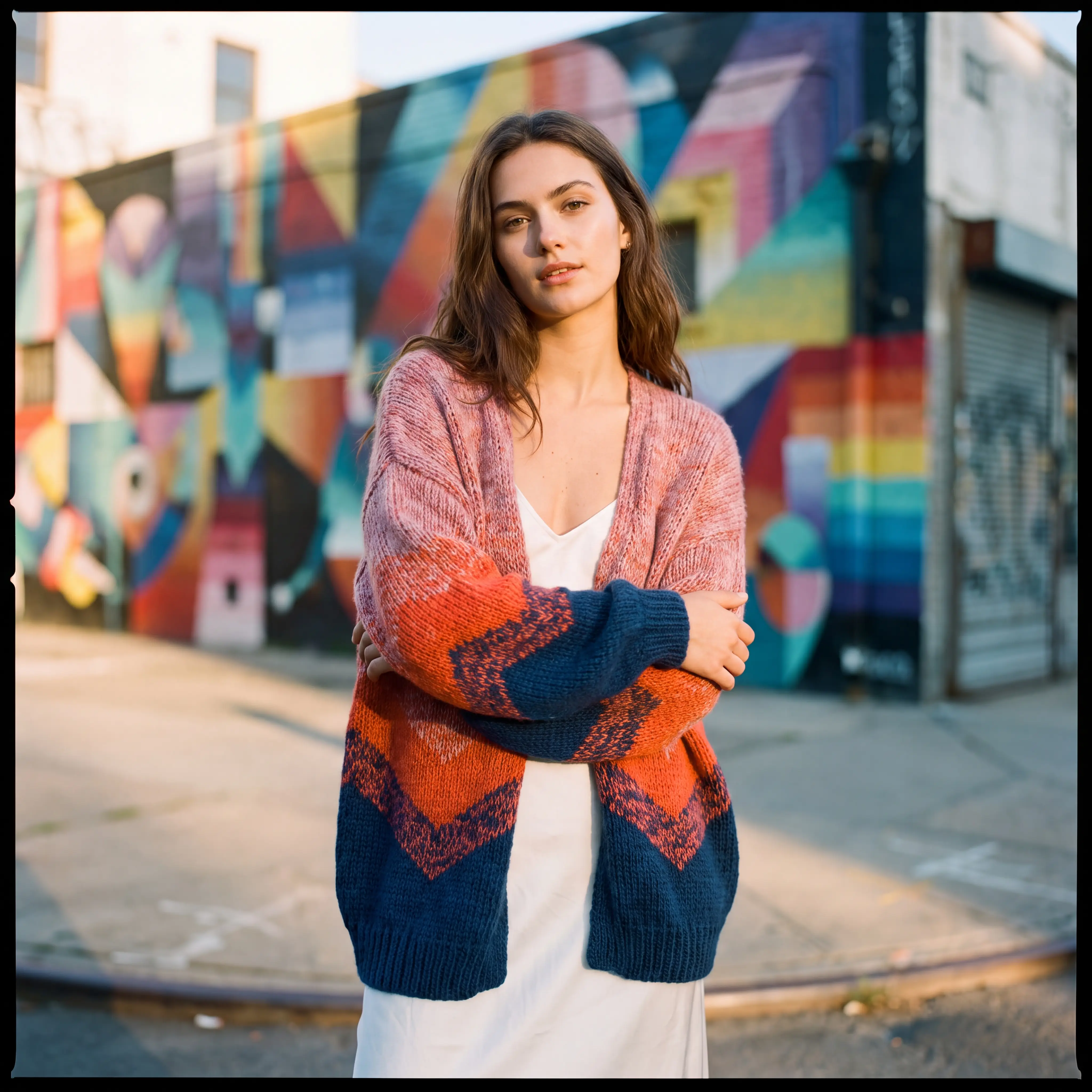 Dip-Dye Chevron Cardigan