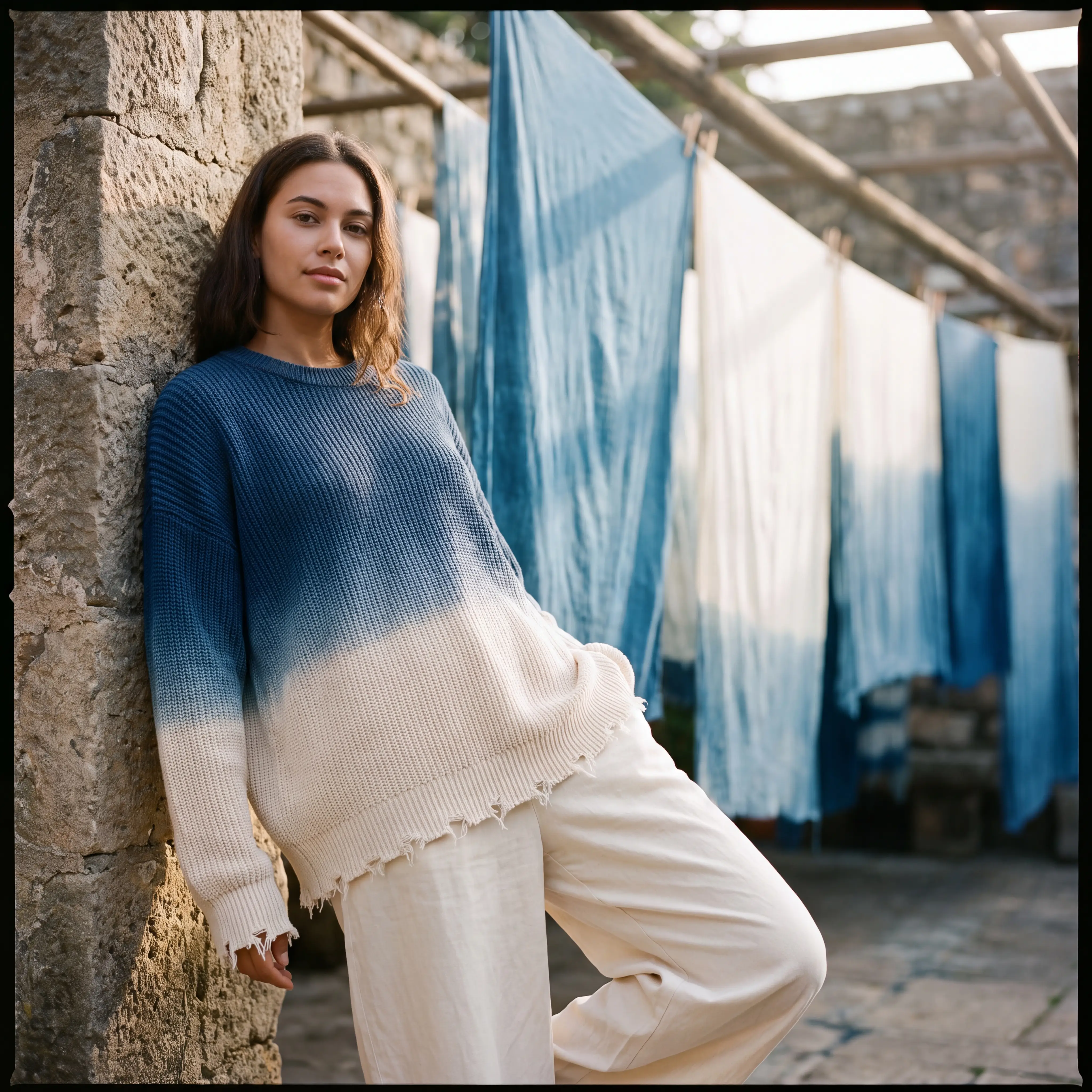 Indigo Dip-Dye Crew