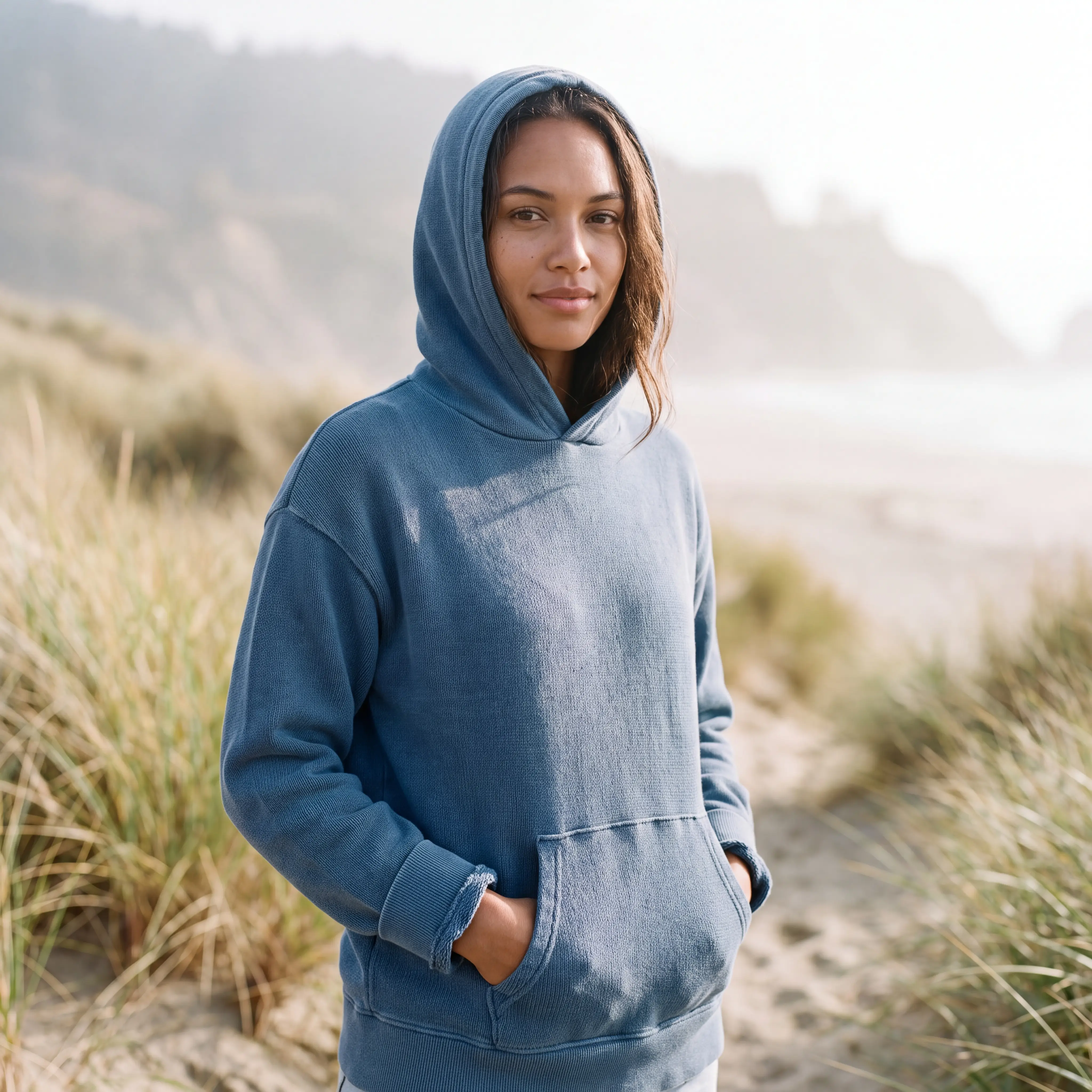 Pigment-Washed Hooded Knit