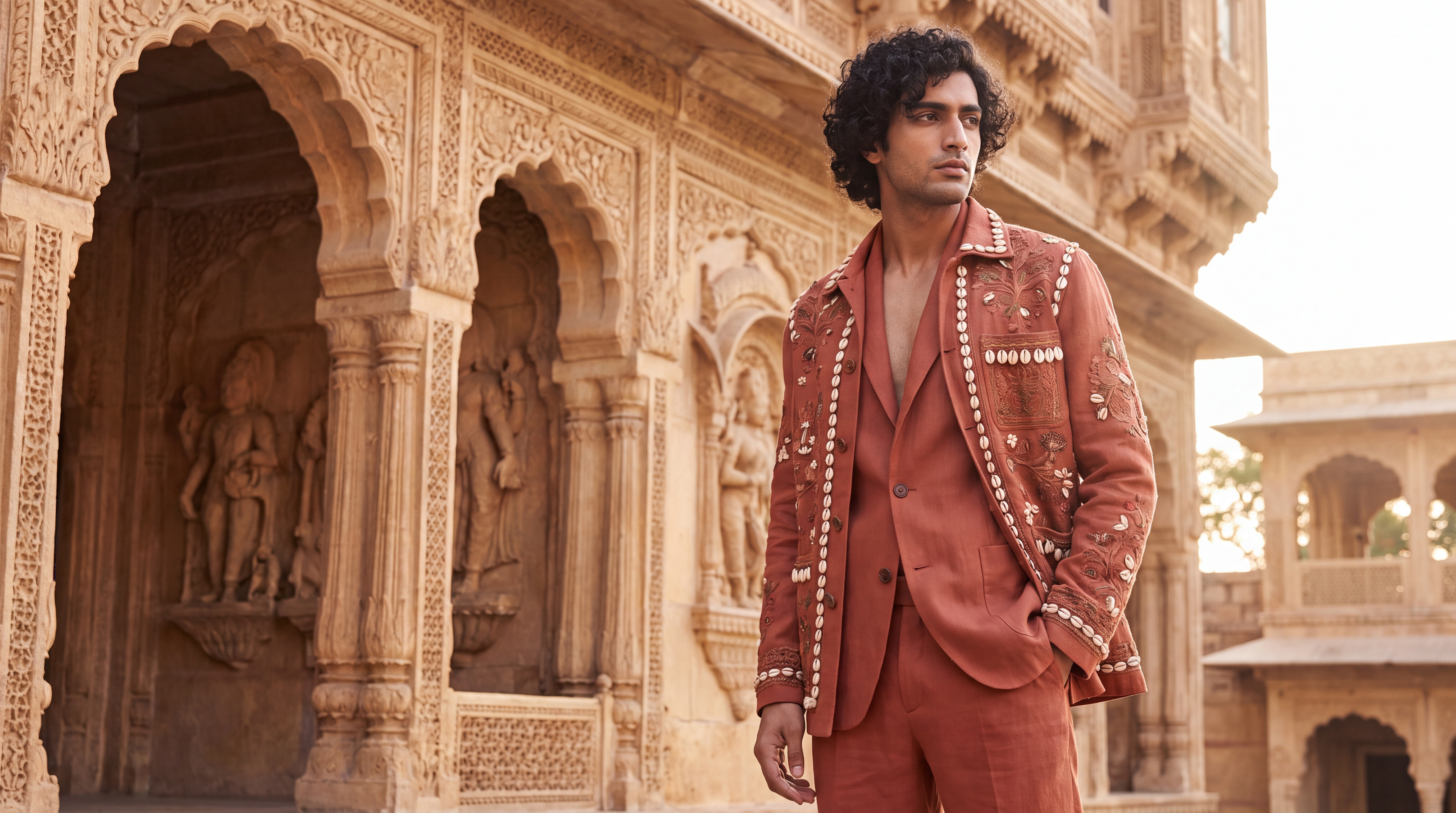 SHELL-EMBELLISHED CHORE JACKET