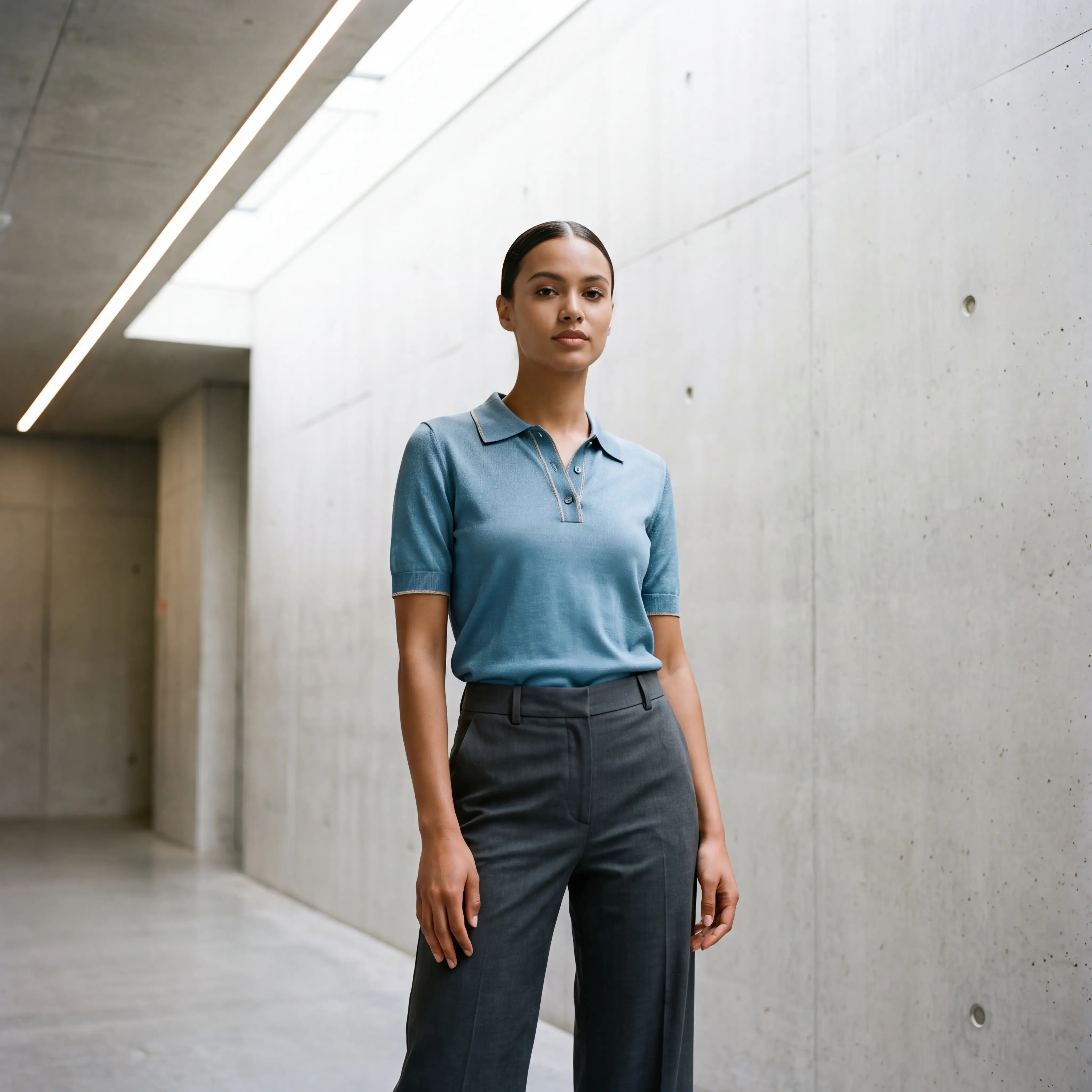 Metallic-Trim Compact Polo