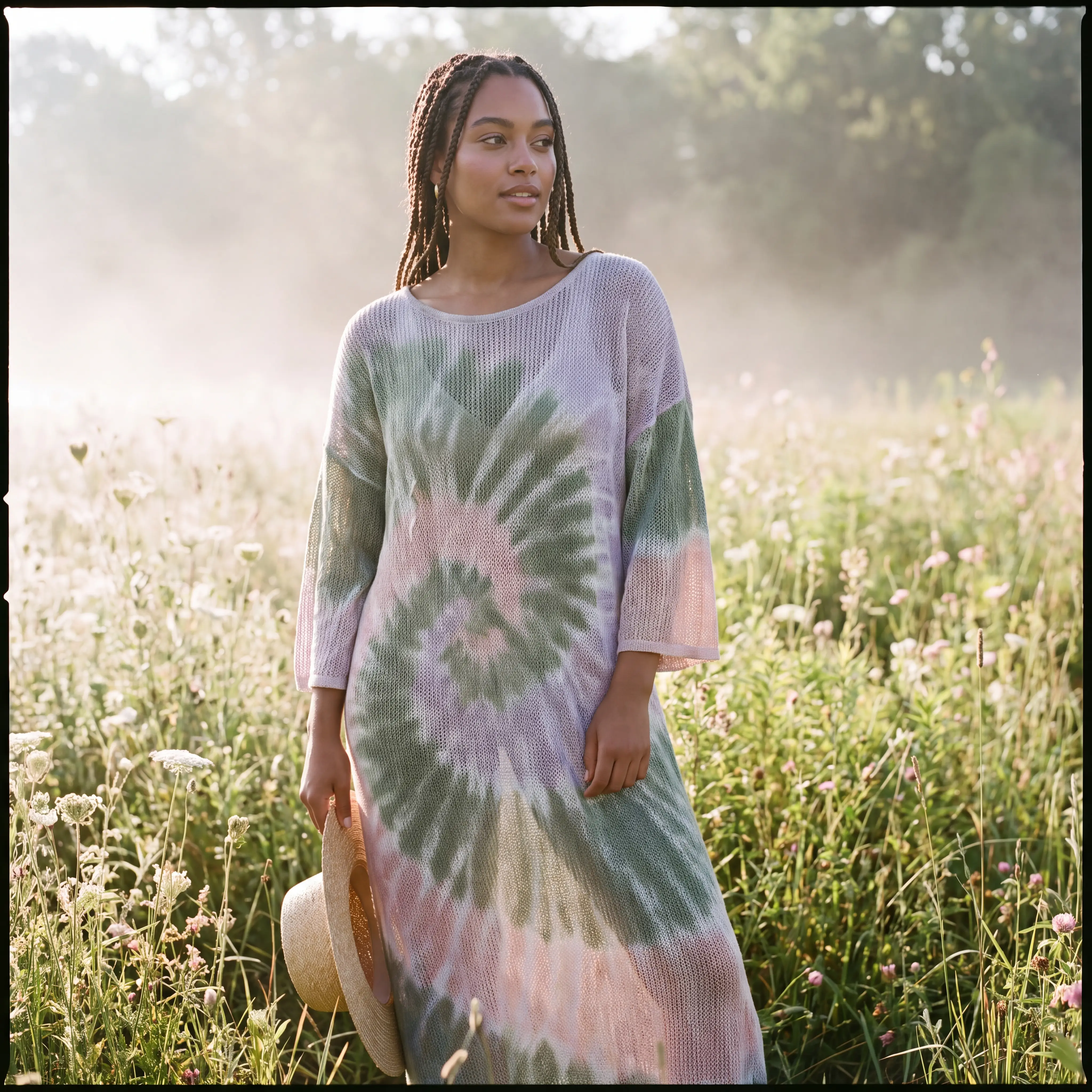 Tie-Dye Openwork Maxi