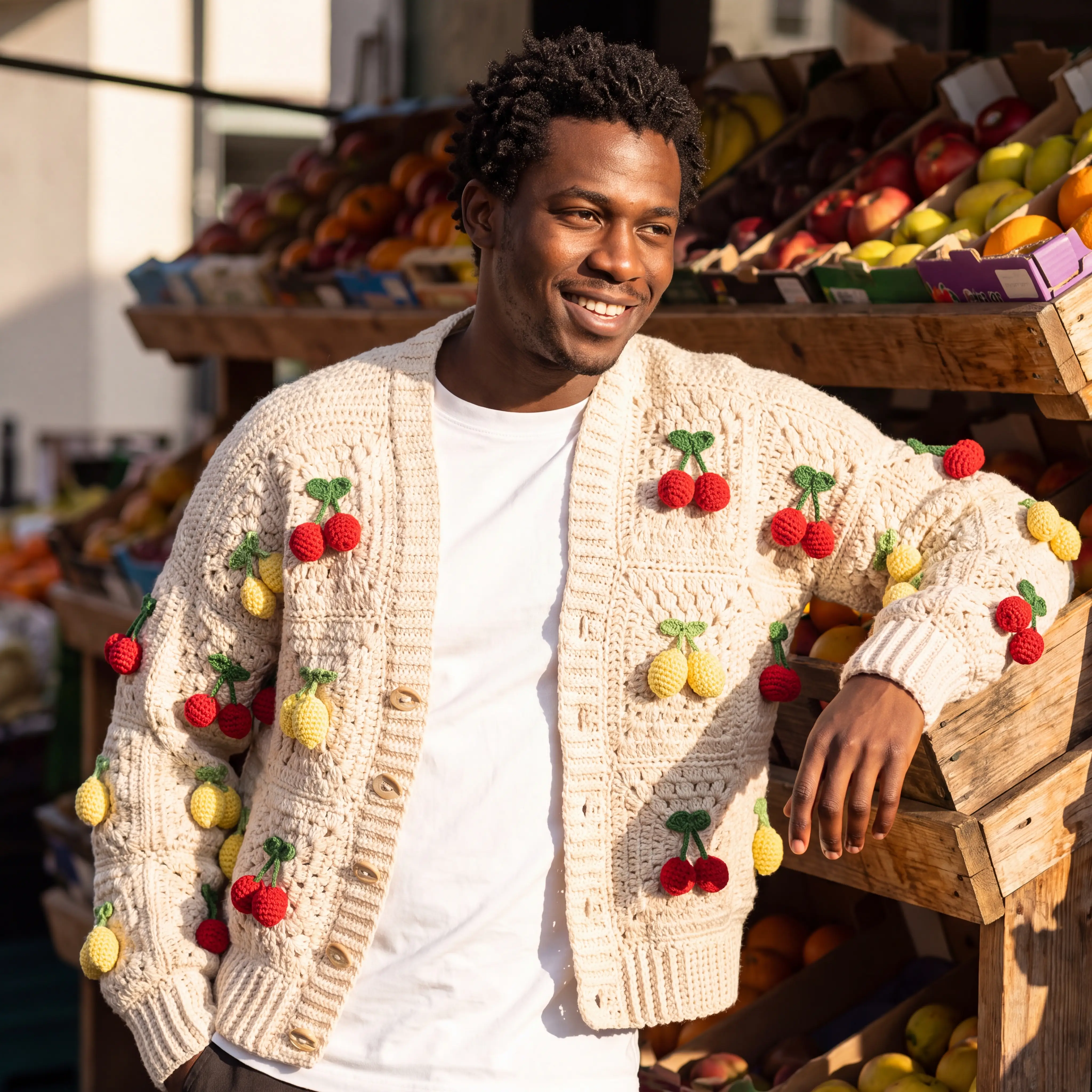 Fruit-Stand Crochet Cardigan