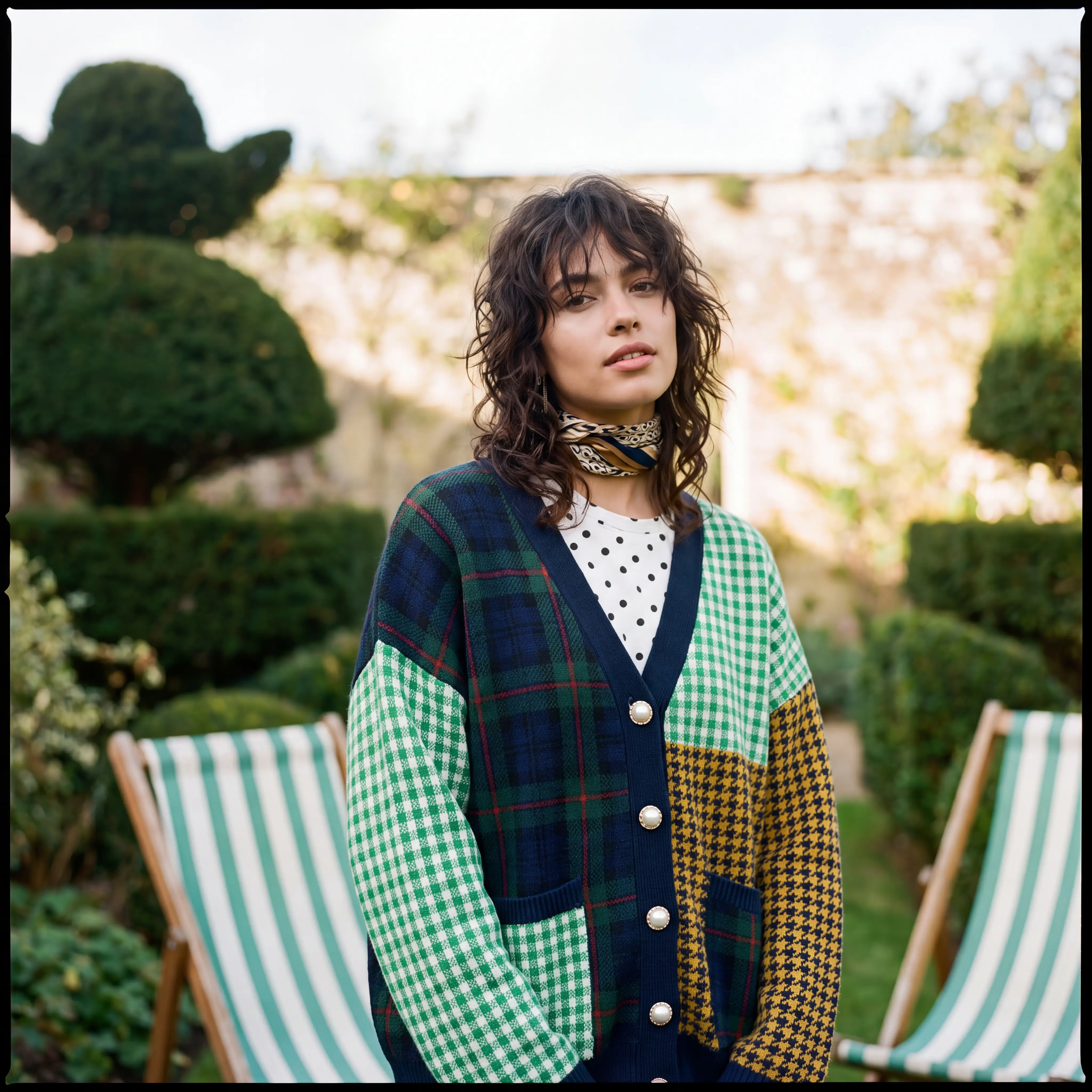 Tartan Gingham Clash Cardigan