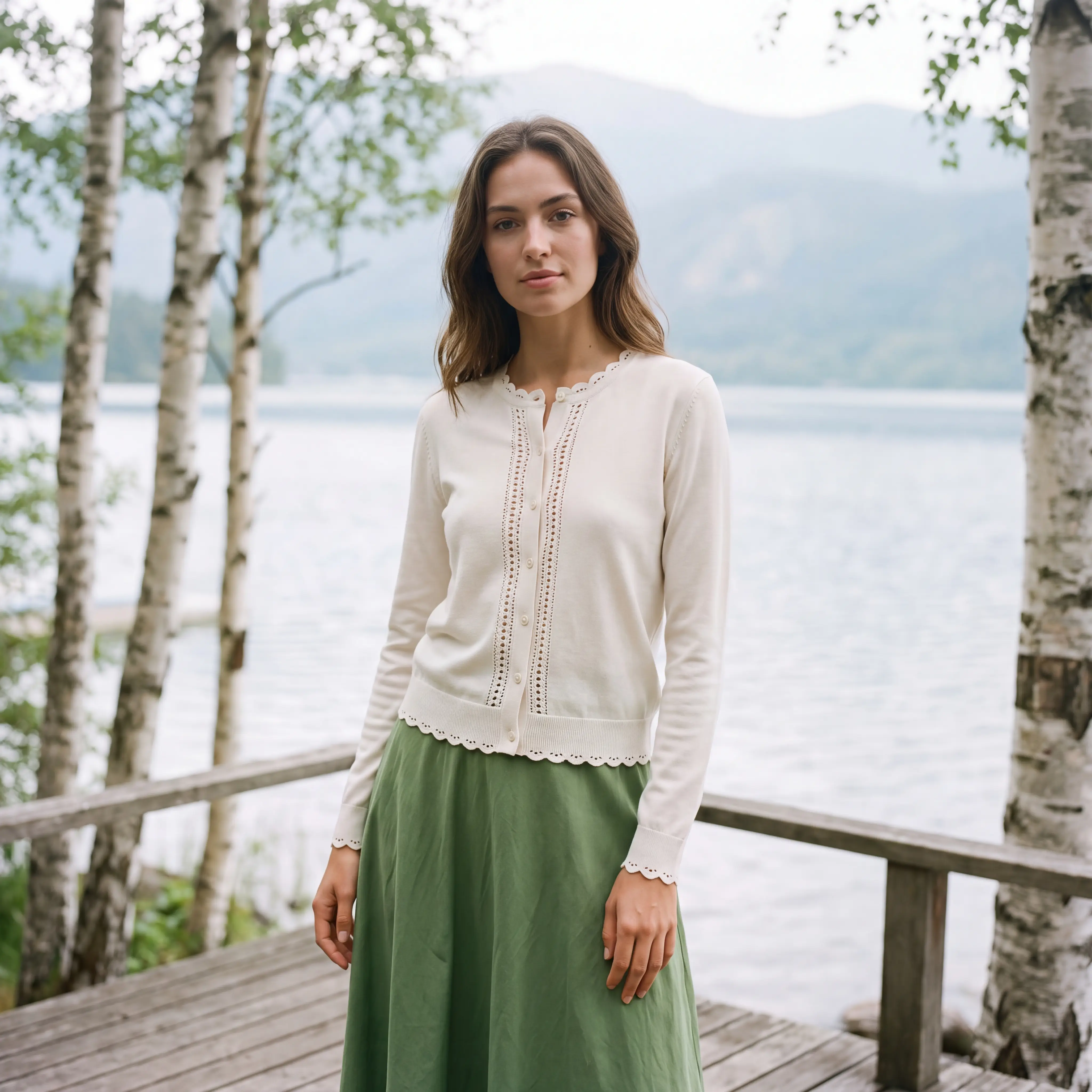 Scallop-Edge Cardigan