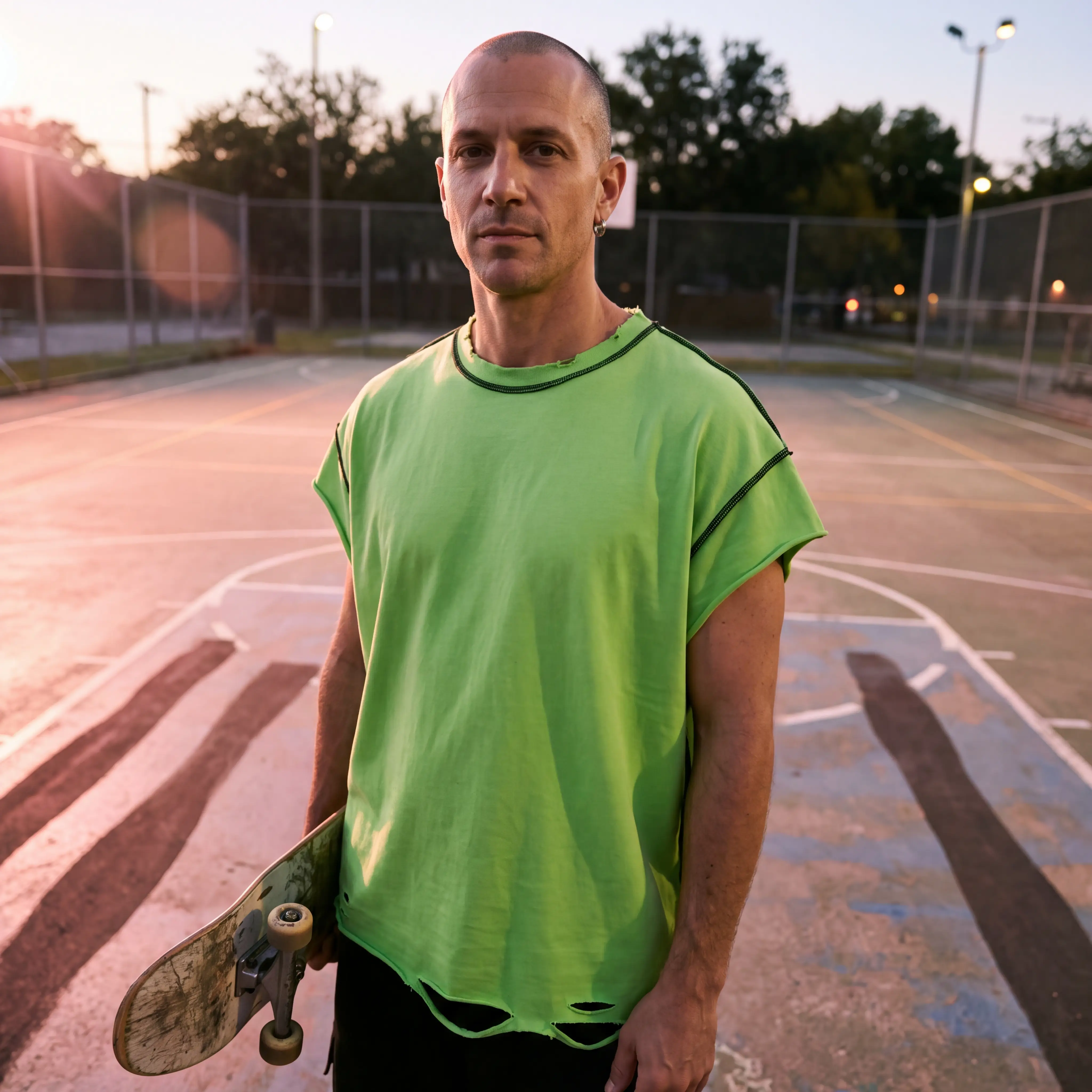 Shredded-Hem Jersey Tee