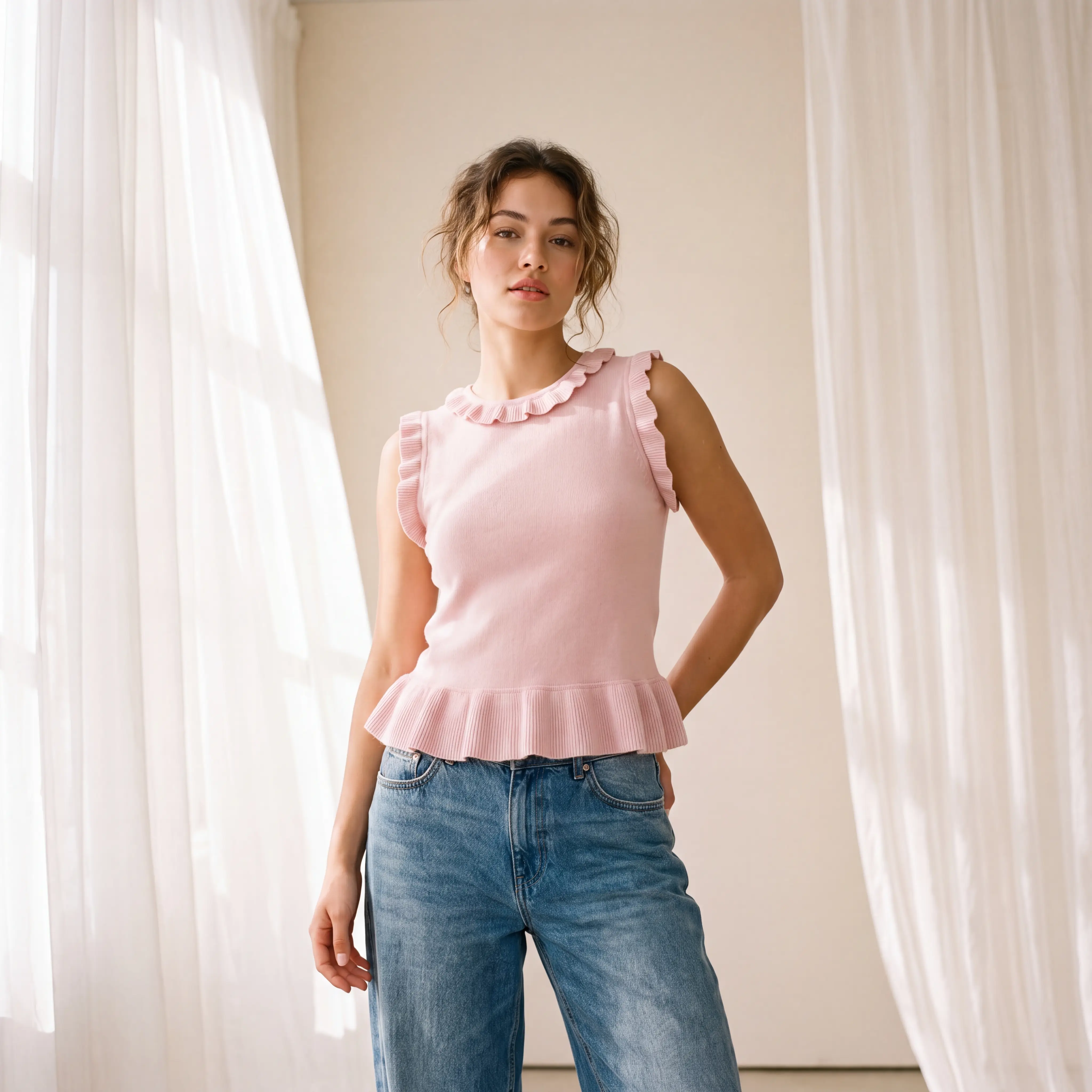 Ruffle-Trim Vest